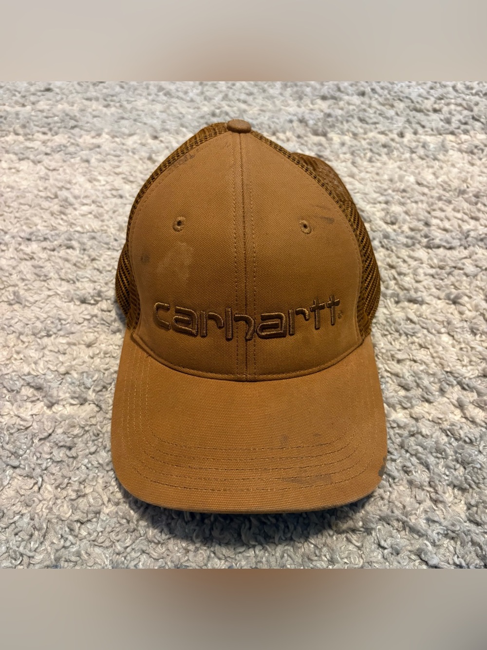 Carhartt Brown Canvas Embroidered Dunmore Trucker Hat Snapback OS